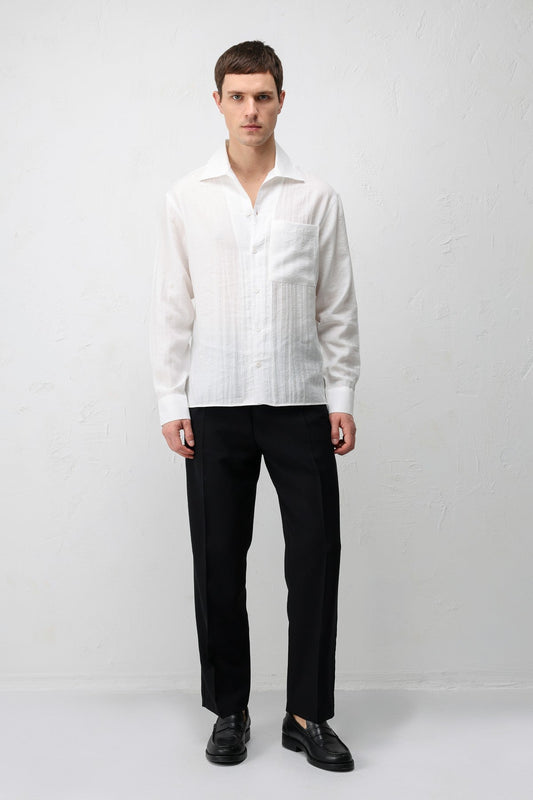 Antioch Men's Shirt with a Wide Collar in a Lyocell Blend