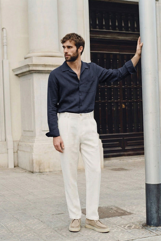Antioch Men's Shirt with a Wide Collar in a Lyocell Blend