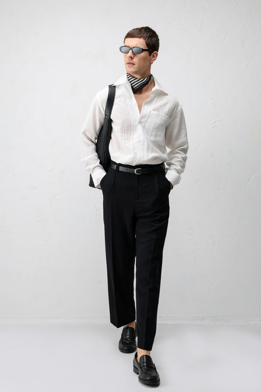 Antioch Men's Shirt with a Wide Collar in a Lyocell Blend
