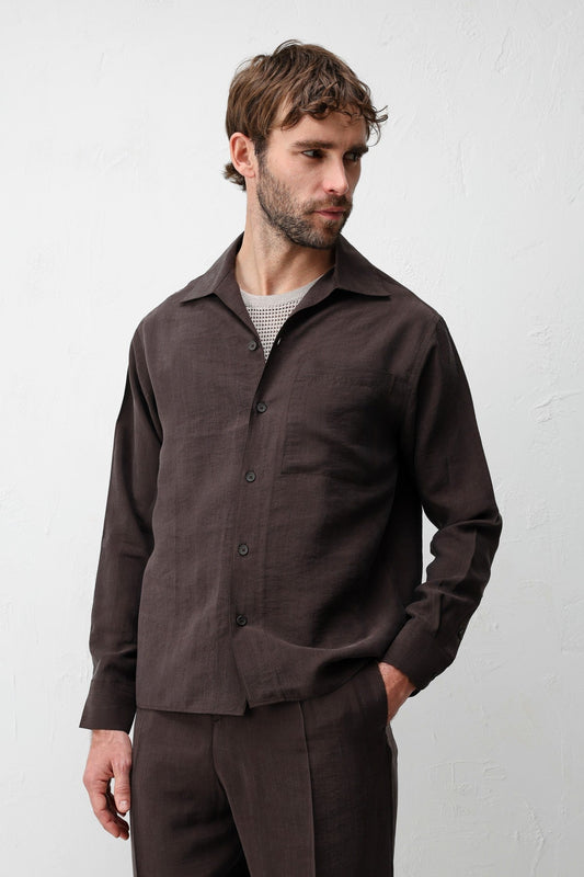 Antioch Men's Shirt with a Wide Collar in a Lyocell Blend