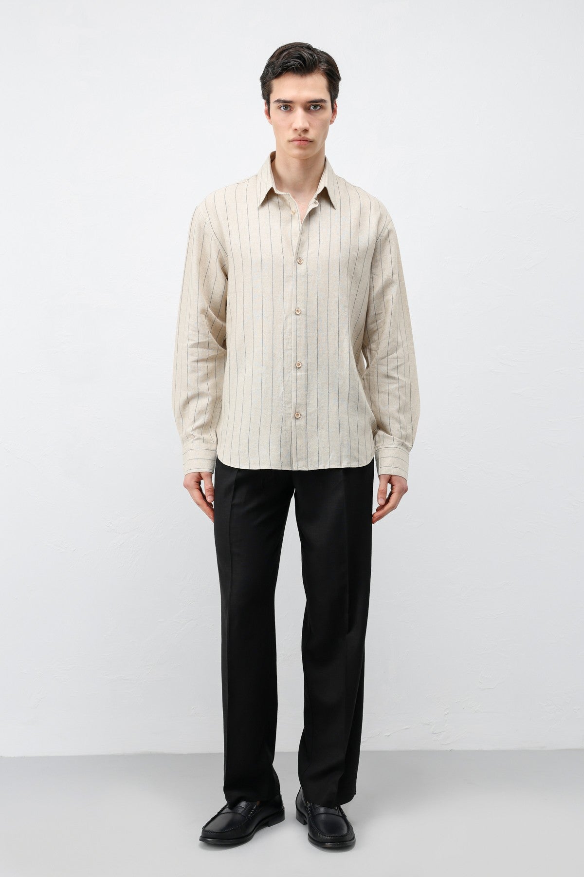 Antioch Men's Striped Shirt with Linen Blend