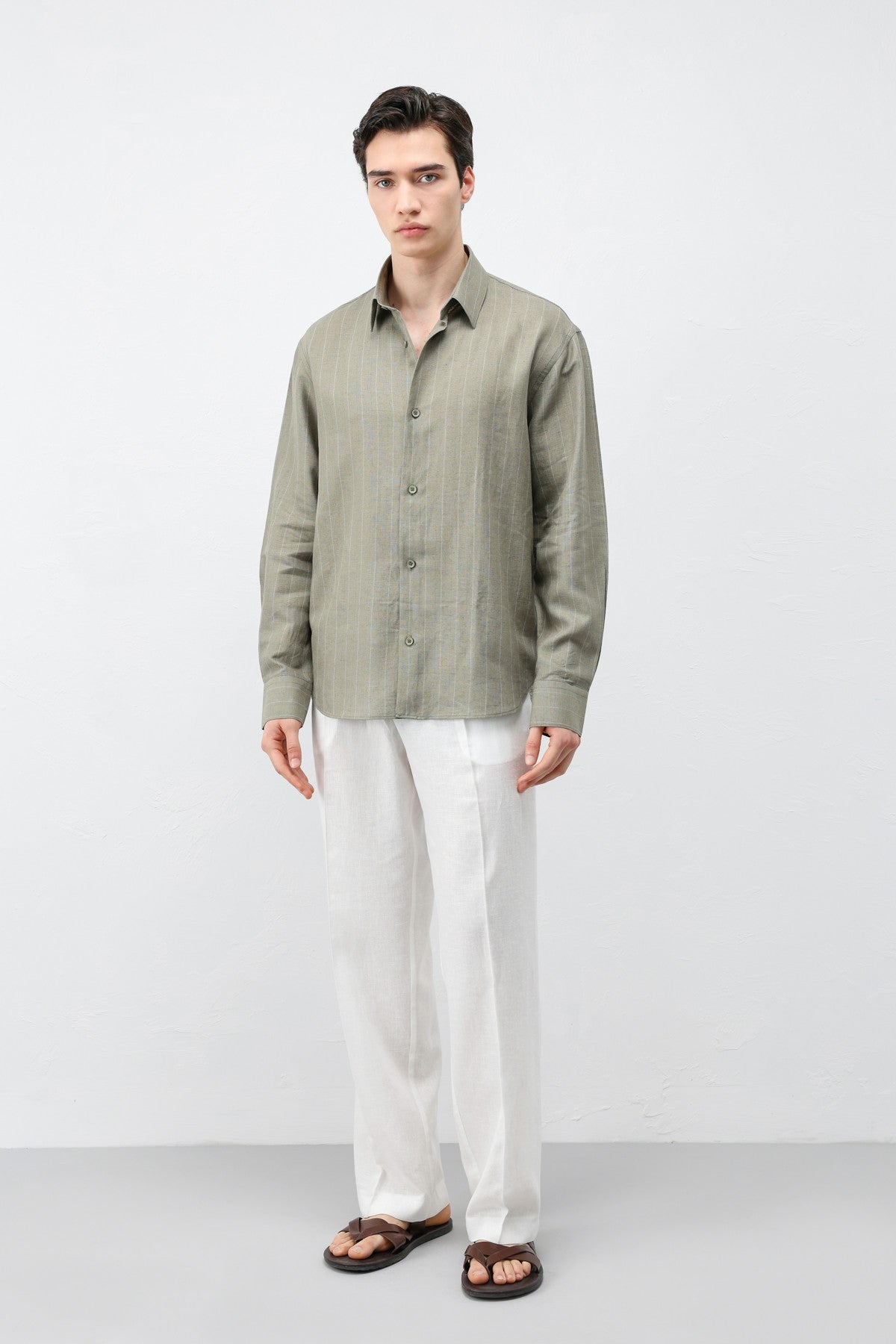 Antioch Men's Striped Shirt with Linen Blend