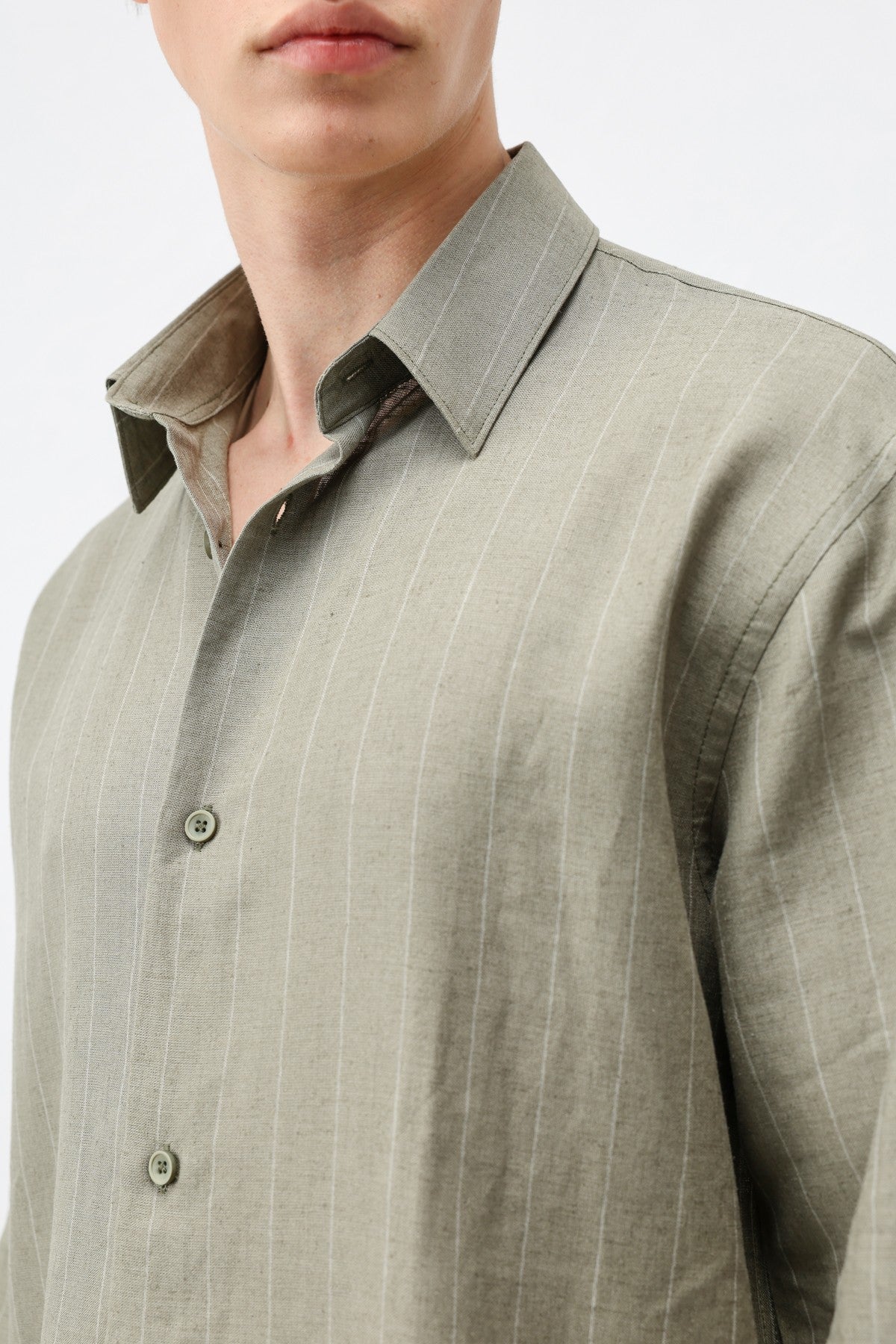 Antioch Men's Striped Shirt with Linen Blend