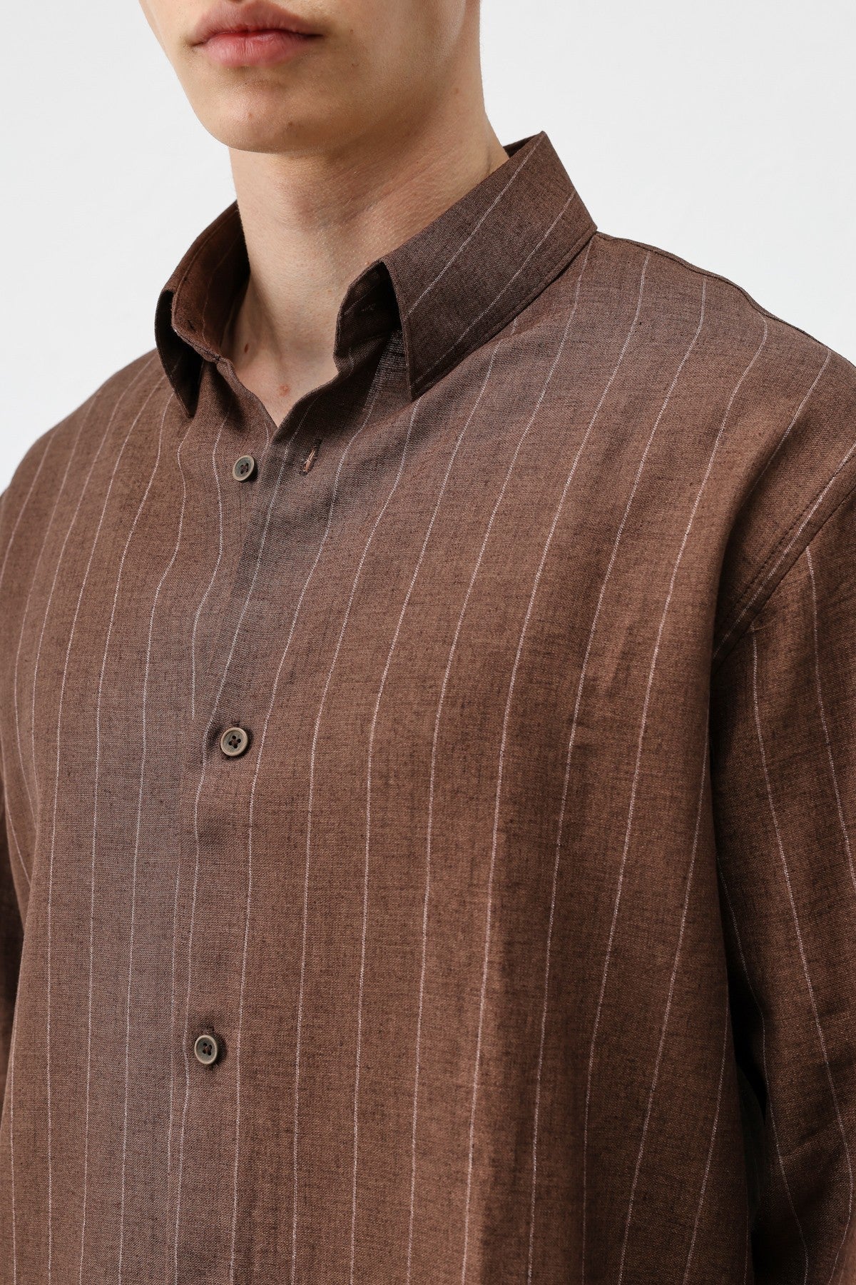 Men's Striped Shirt with Linen Blend