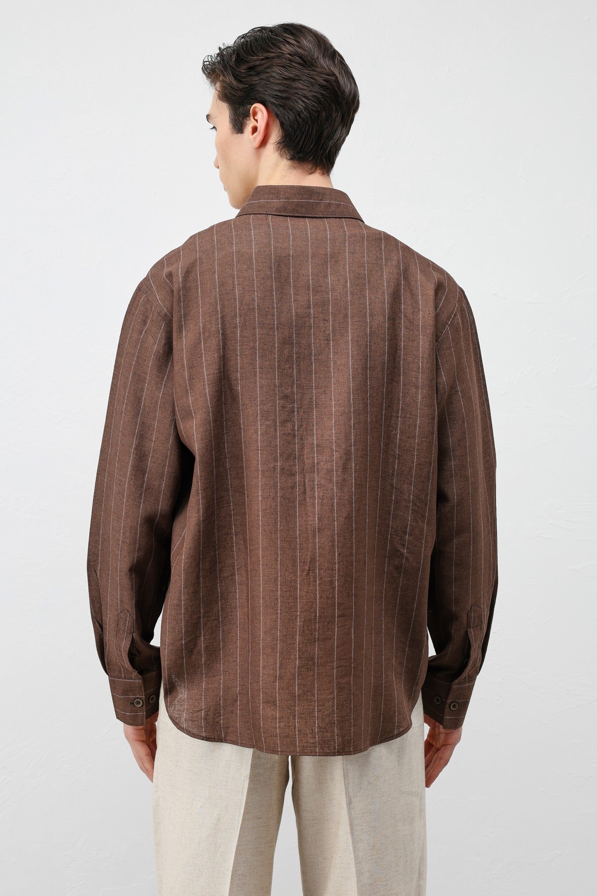 Men's Striped Shirt with Linen Blend