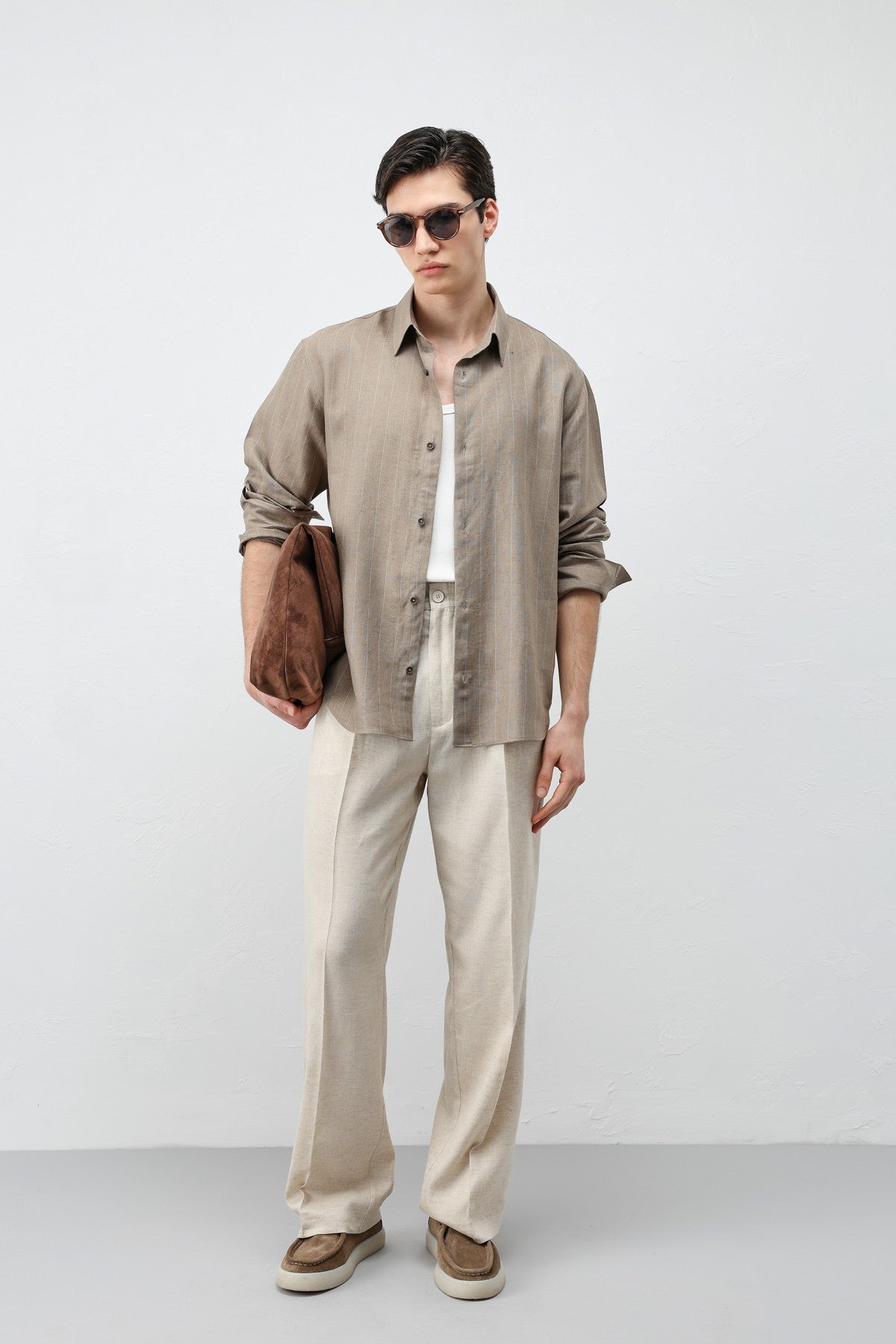 Antioch Men's Striped Shirt with Linen Blend