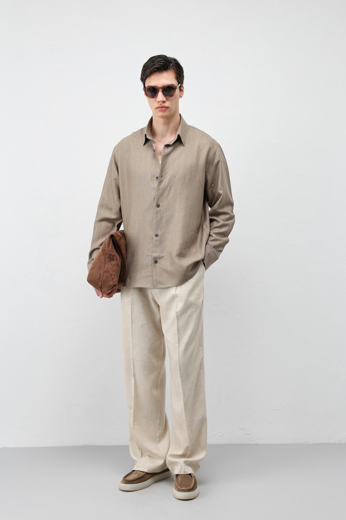 Antioch Men's Striped Shirt with Linen Blend