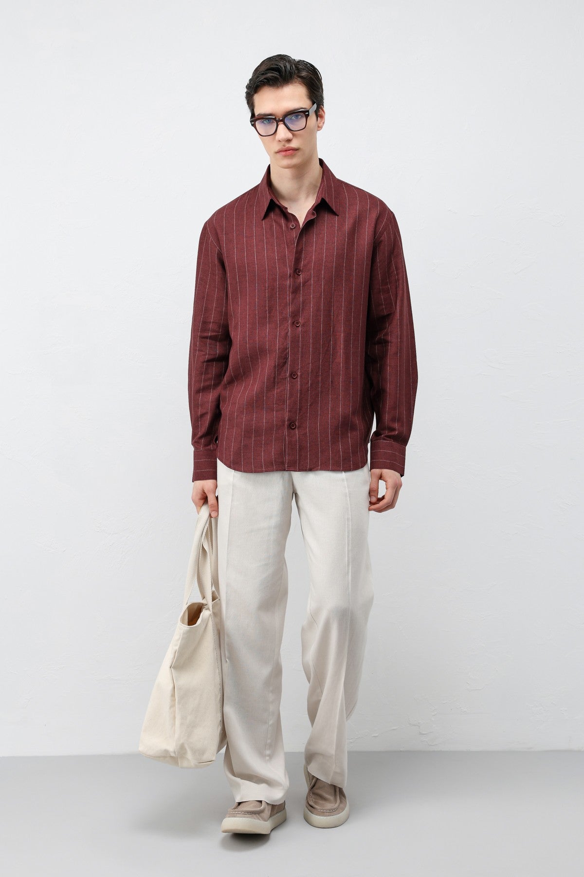 Antioch Men's Striped Shirt with Linen Blend