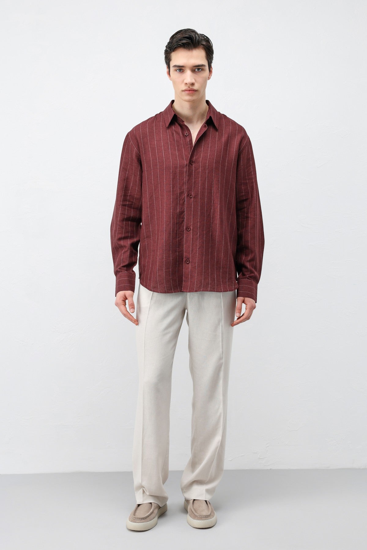 Antioch Men's Striped Shirt with Linen Blend