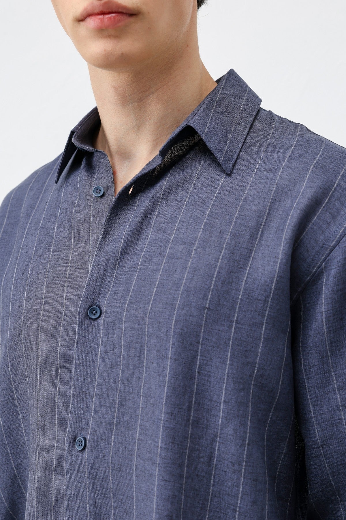 Men's Striped Shirt with Linen Blend