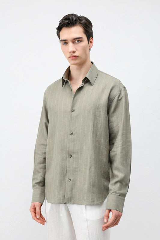 Antioch Men's Striped Shirt with Linen Blend