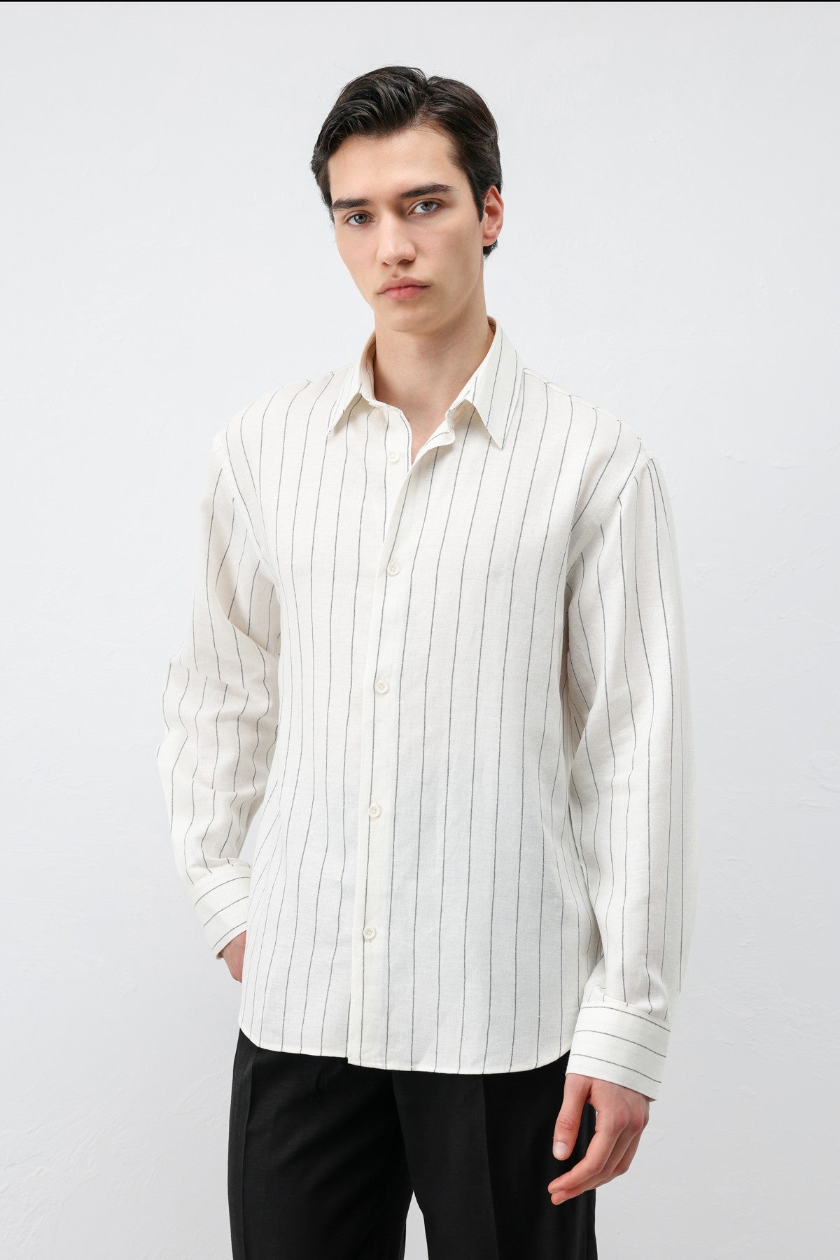 Antioch Men's Striped Shirt with Linen Blend