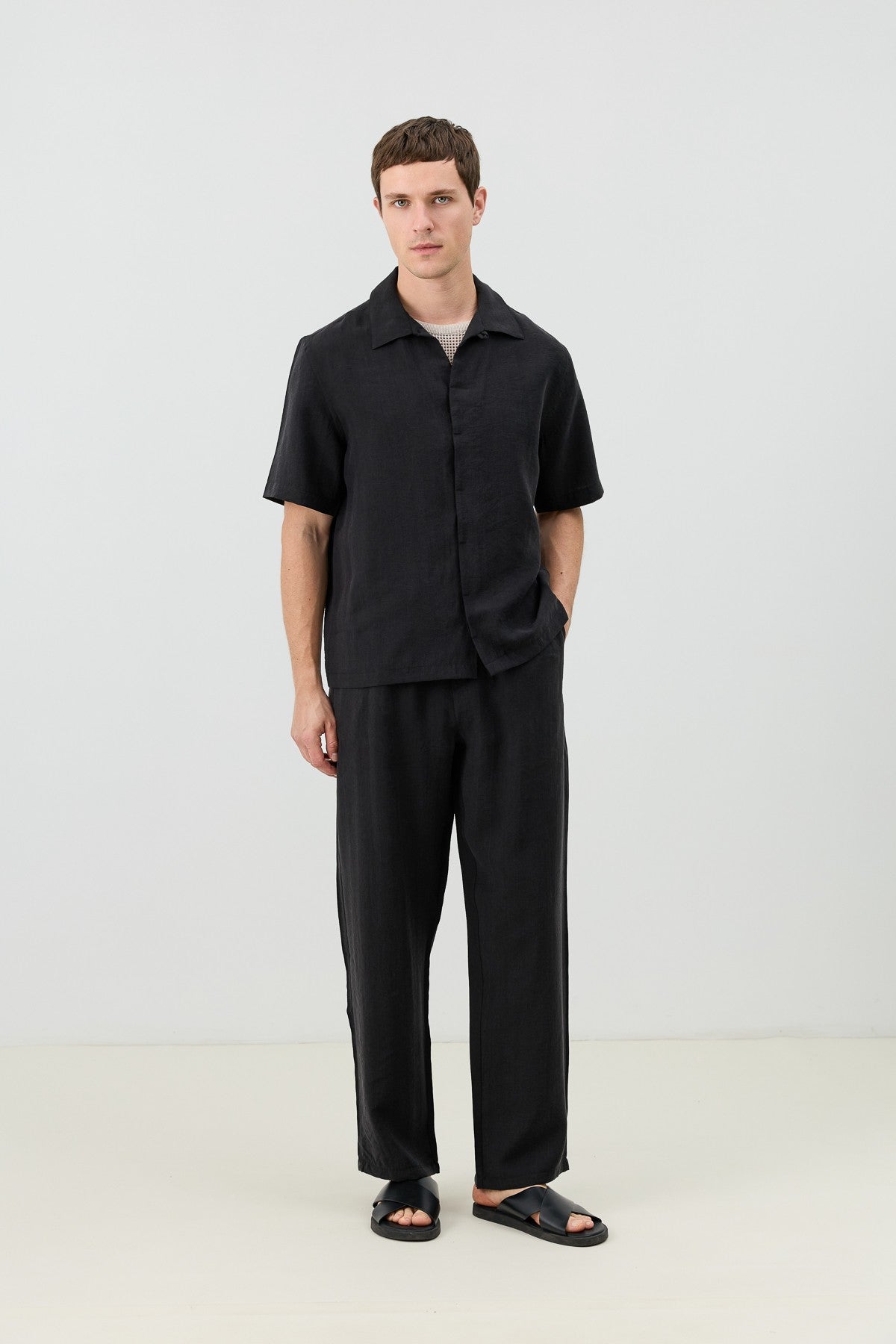 Antioch Lyocell-Blend Hidden-Button Men's Shirt