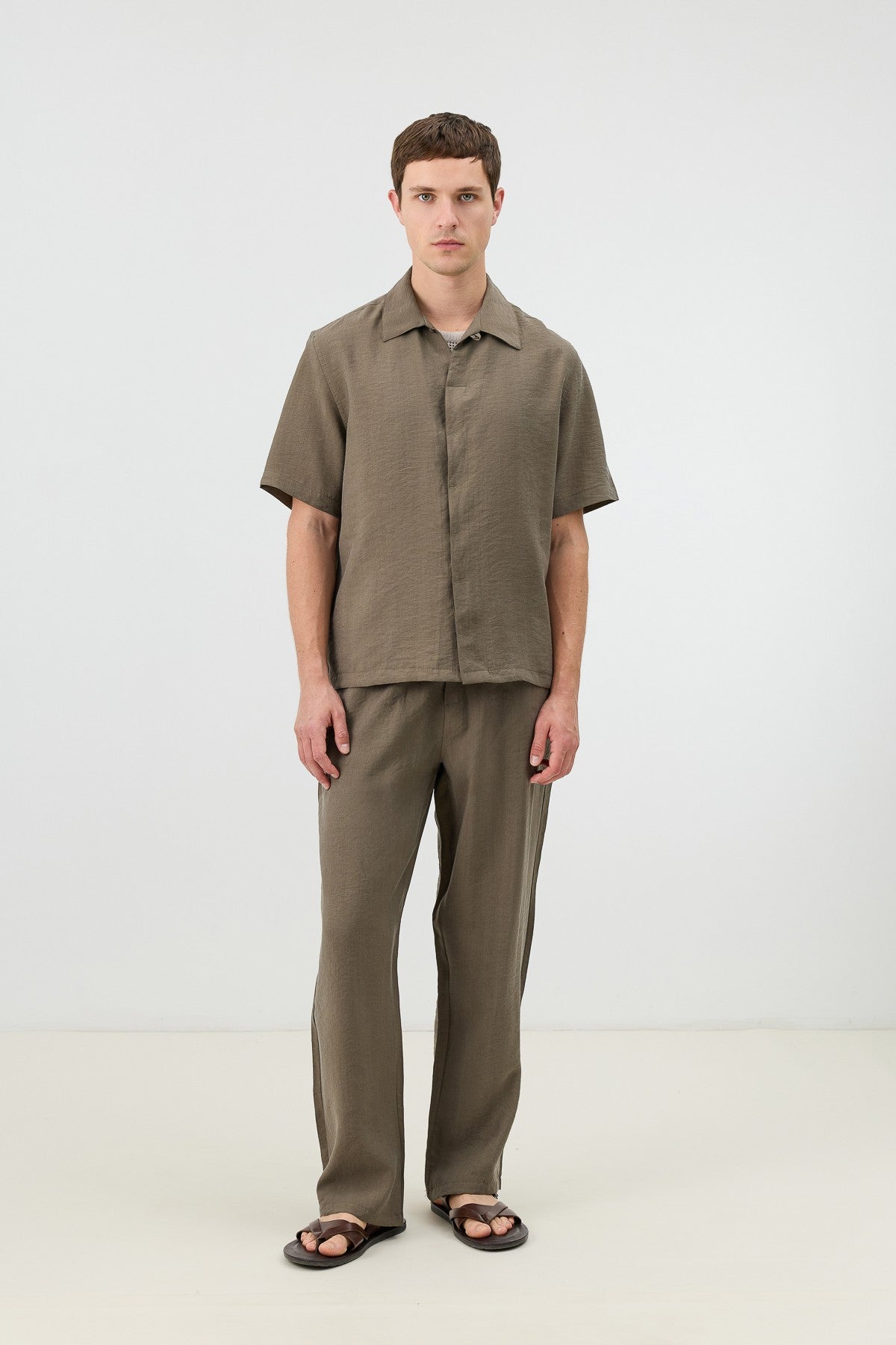 Antioch Lyocell-Blend Hidden-Button Men's Shirt