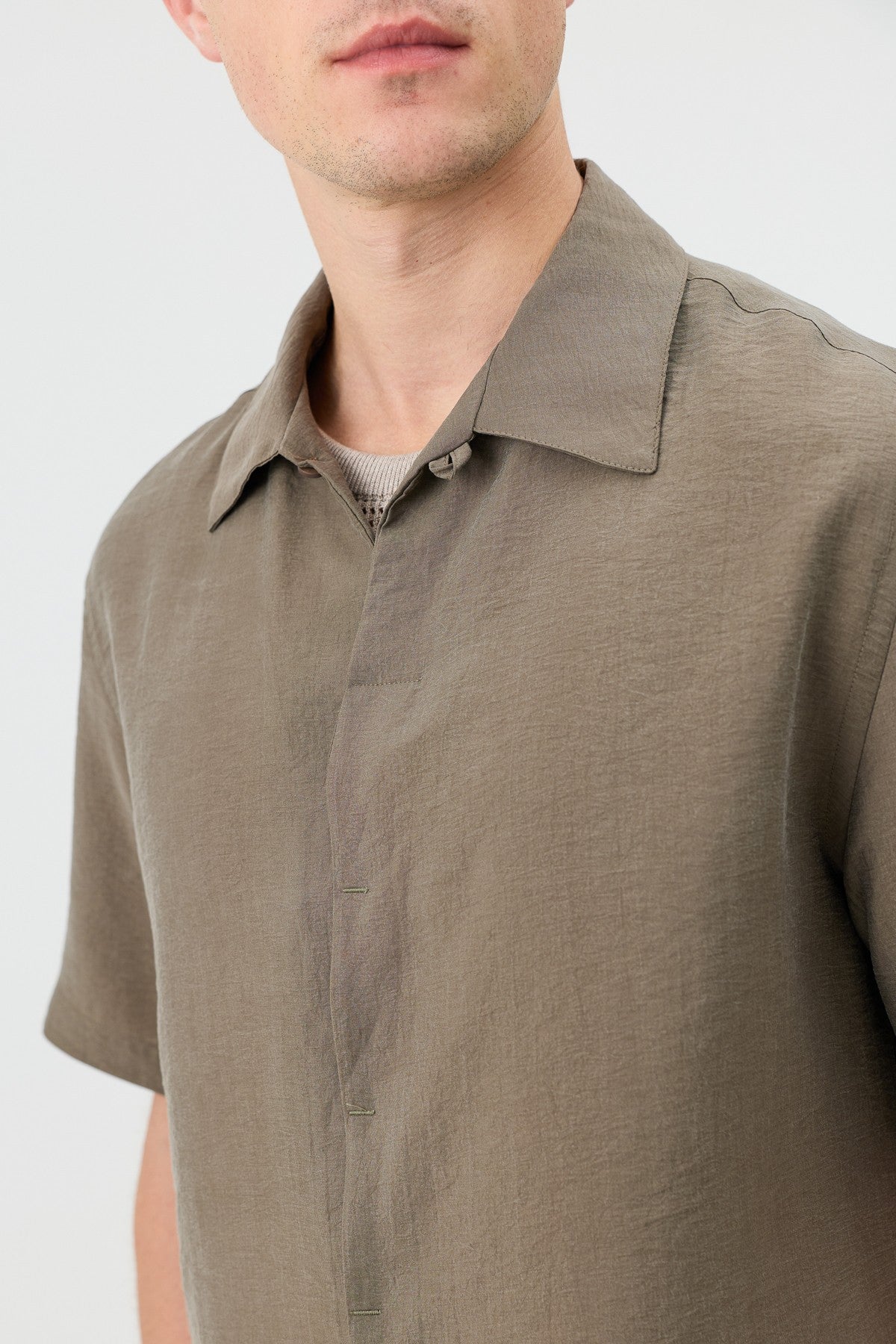 Antioch Lyocell-Blend Hidden-Button Men's Shirt