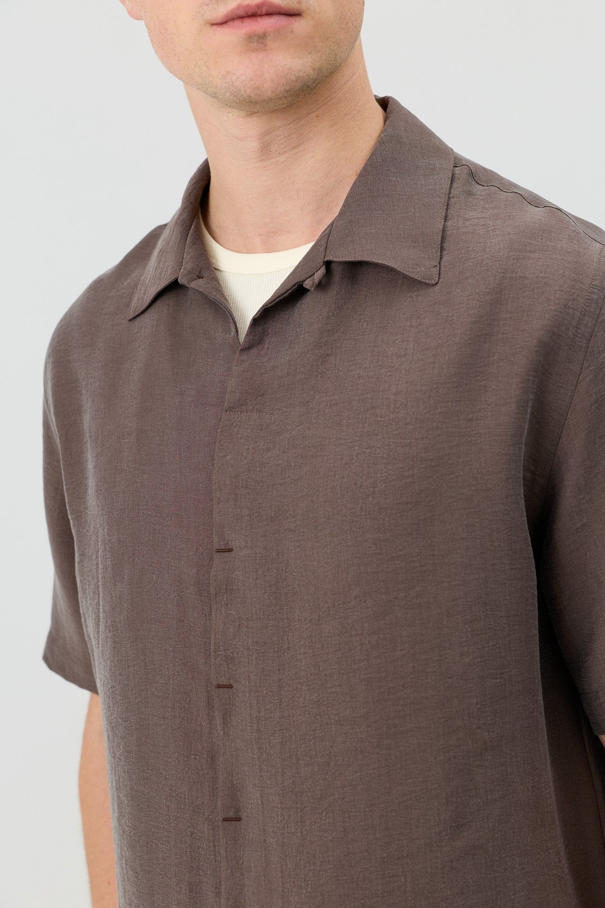 Antioch Lyocell-Blend Hidden-Button Men's Shirt