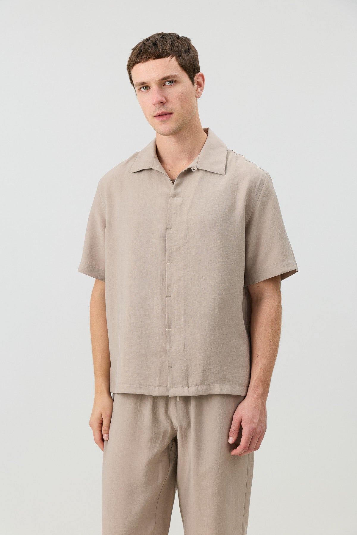 Antioch Lyocell-Blend Hidden-Button Men's Shirt