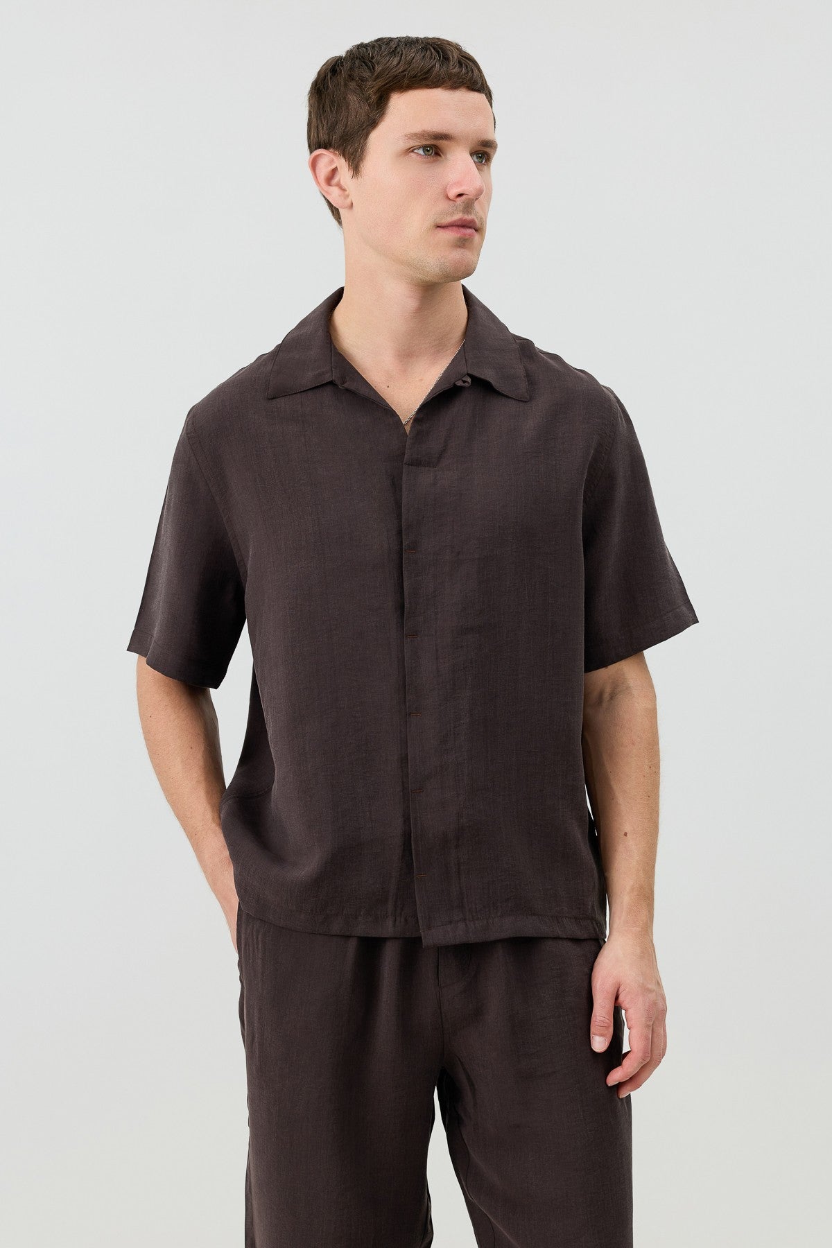 Antioch Lyocell-Blend Hidden-Button Men's Shirt