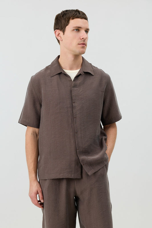 Antioch Lyocell-Blend Hidden-Button Men's Shirt