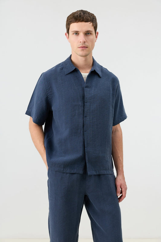 Antioch Lyocell-Blend Hidden-Button Men's Shirt