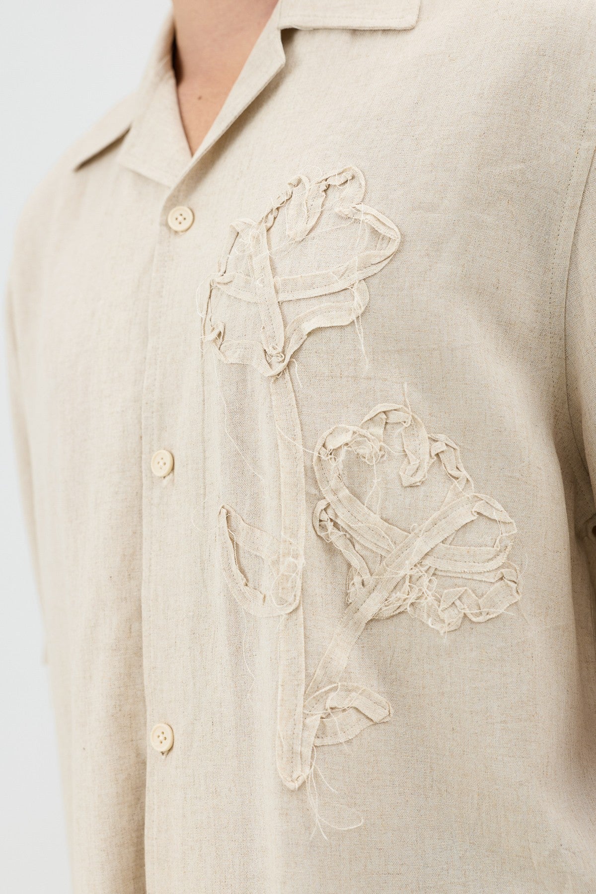 Men's Embroidered Shirt with Linen Blend