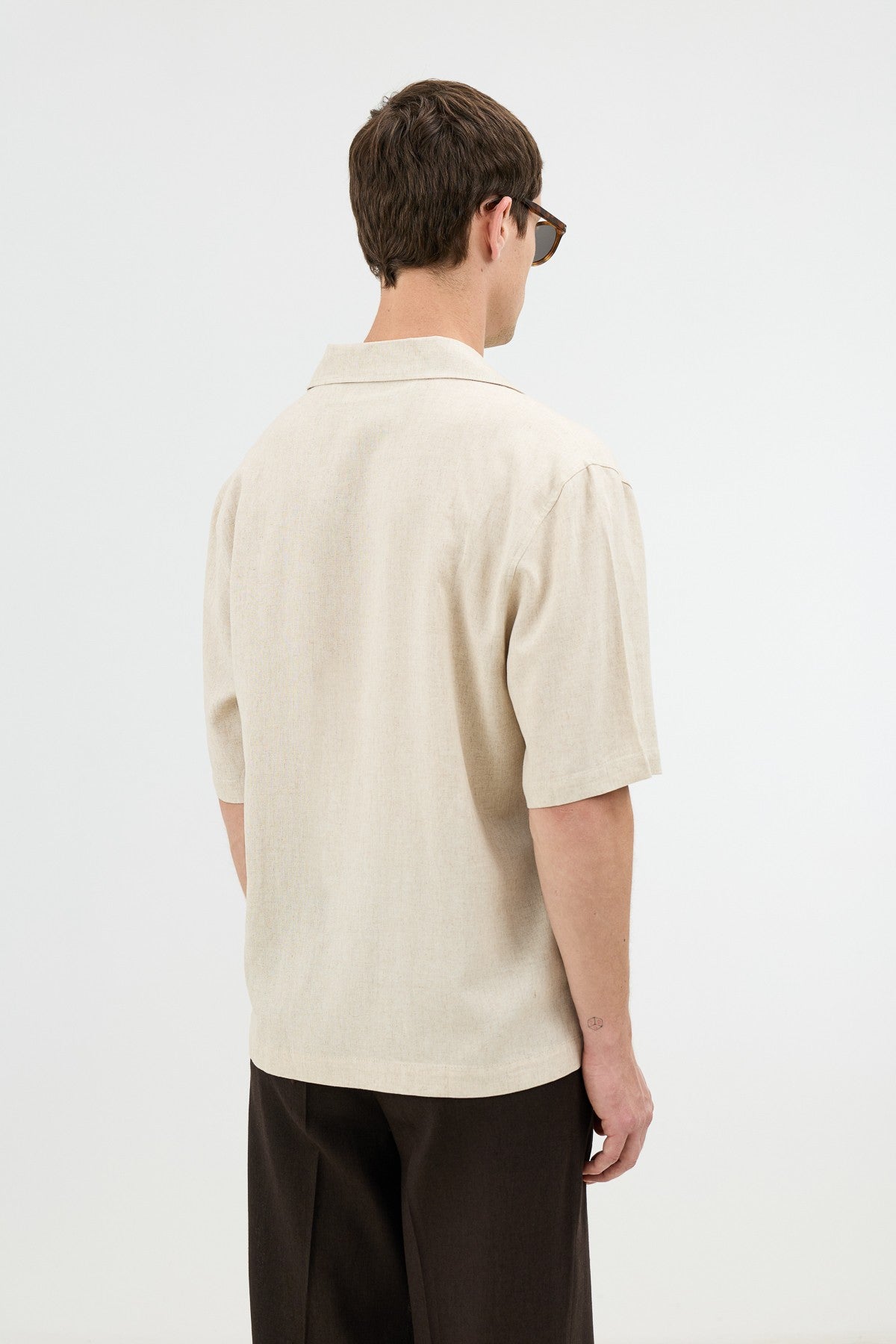 Men's Embroidered Shirt with Linen Blend