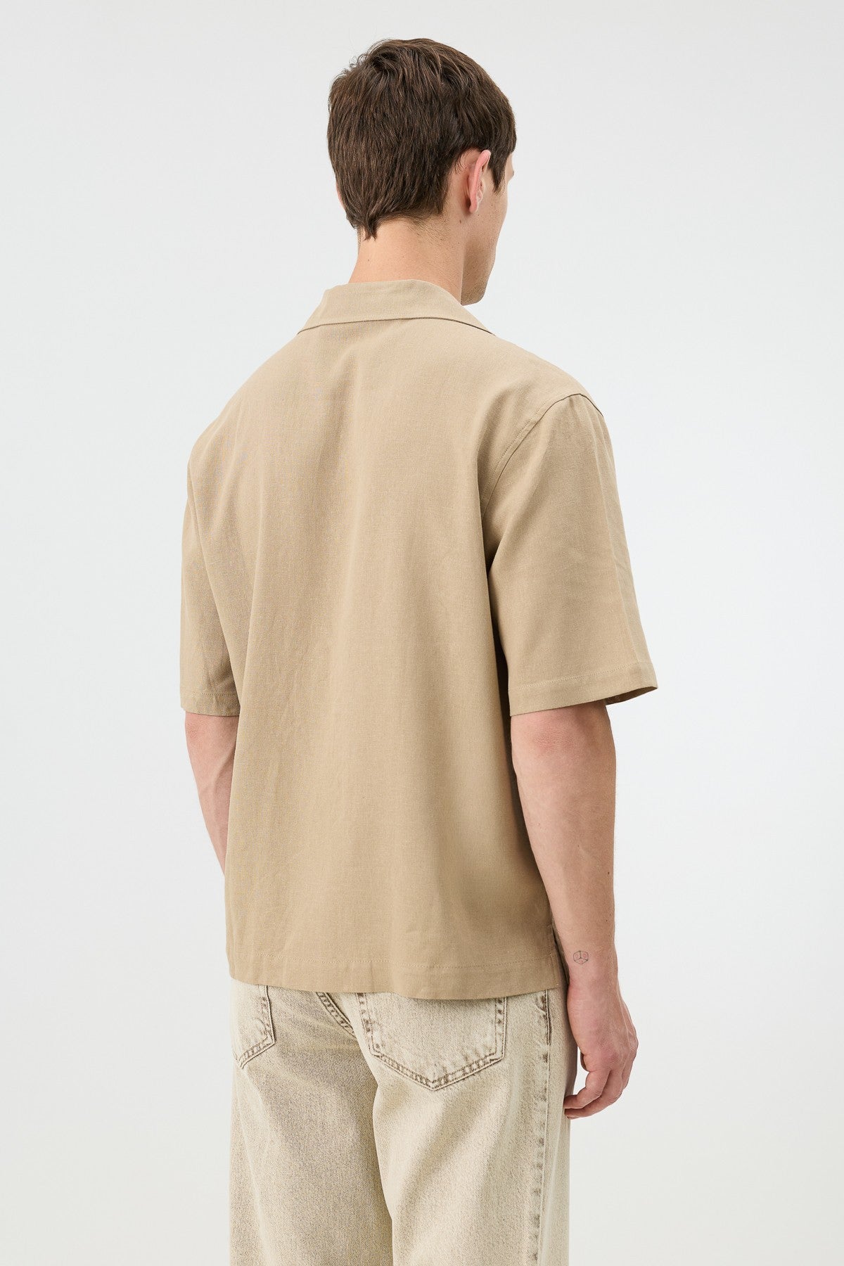 Men's Embroidered Shirt with Linen Blend