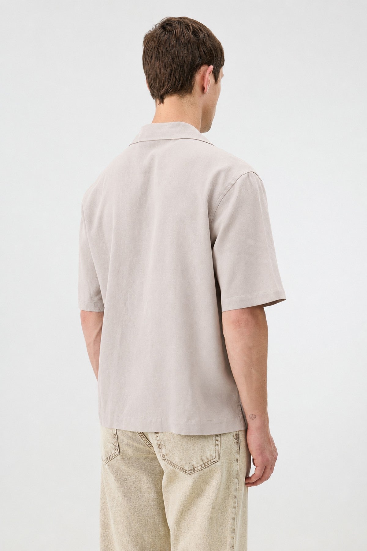 Men's Embroidered Shirt with Linen Blend