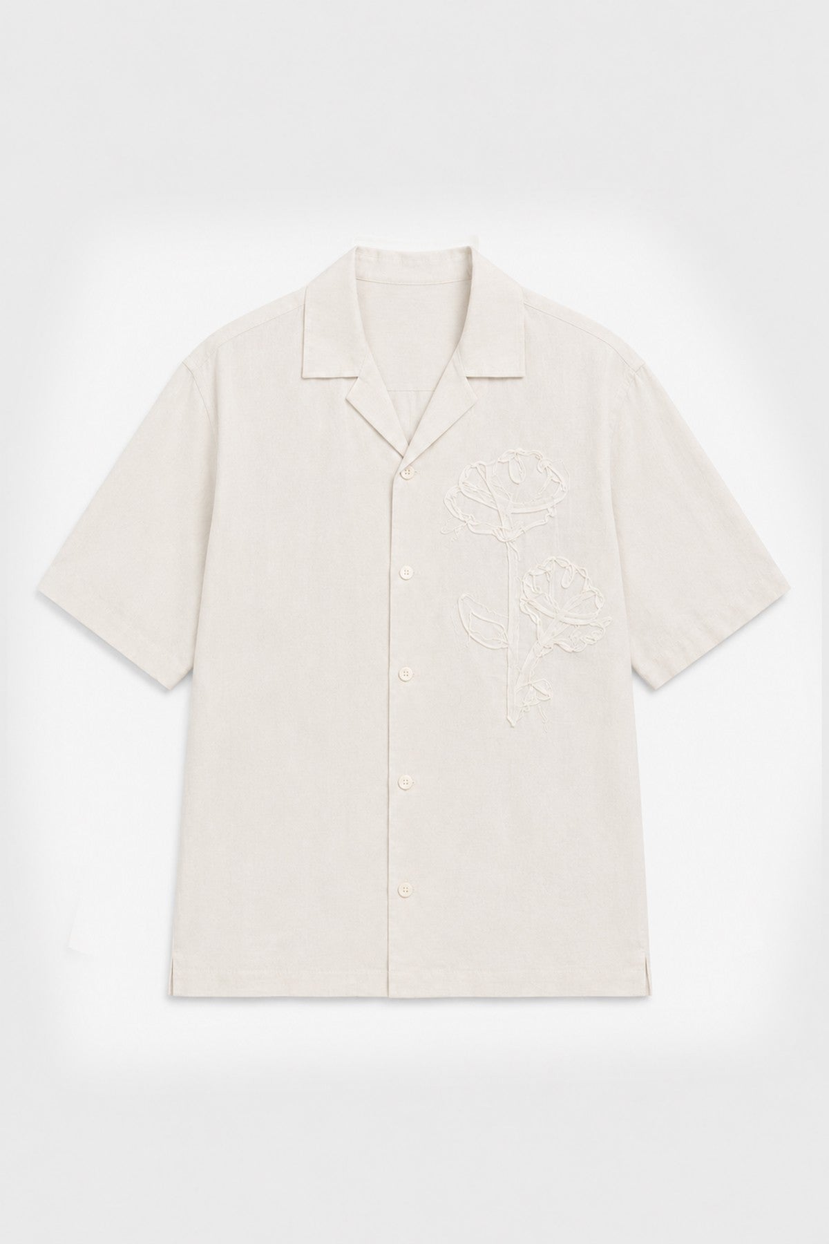 Men's Embroidered Shirt with Linen Blend