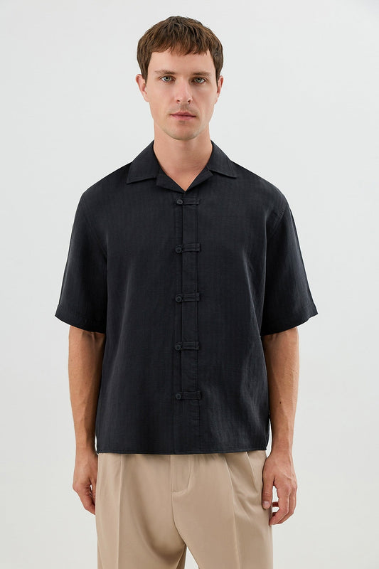 Patterned Lyocell Men's Relaxed-Fit Shirt