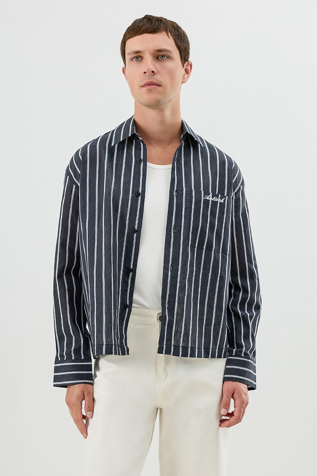 Men's Boxy-Fit Shirt with Linen Blend