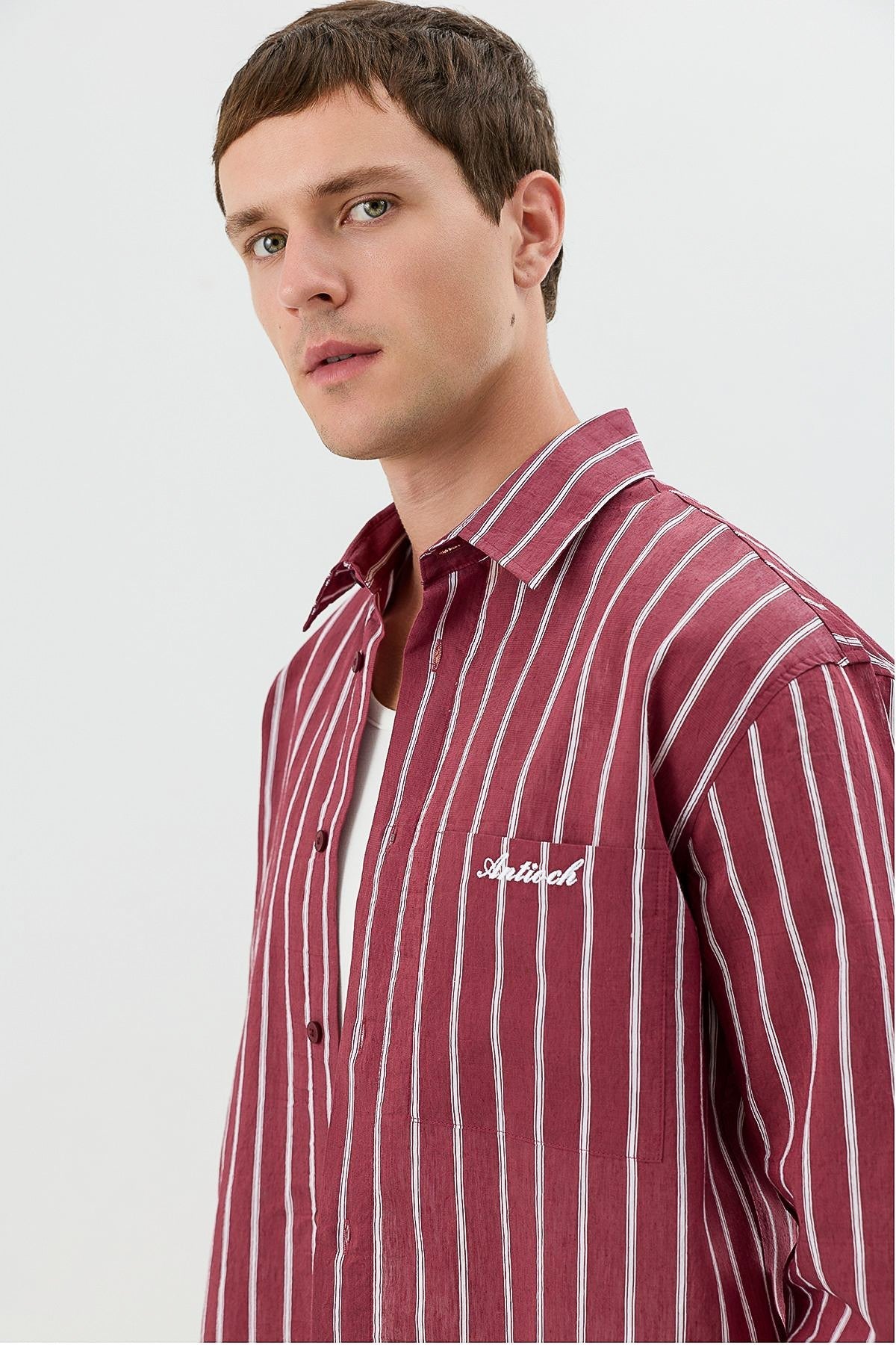 Men's Boxy-Fit Shirt with Linen Blend