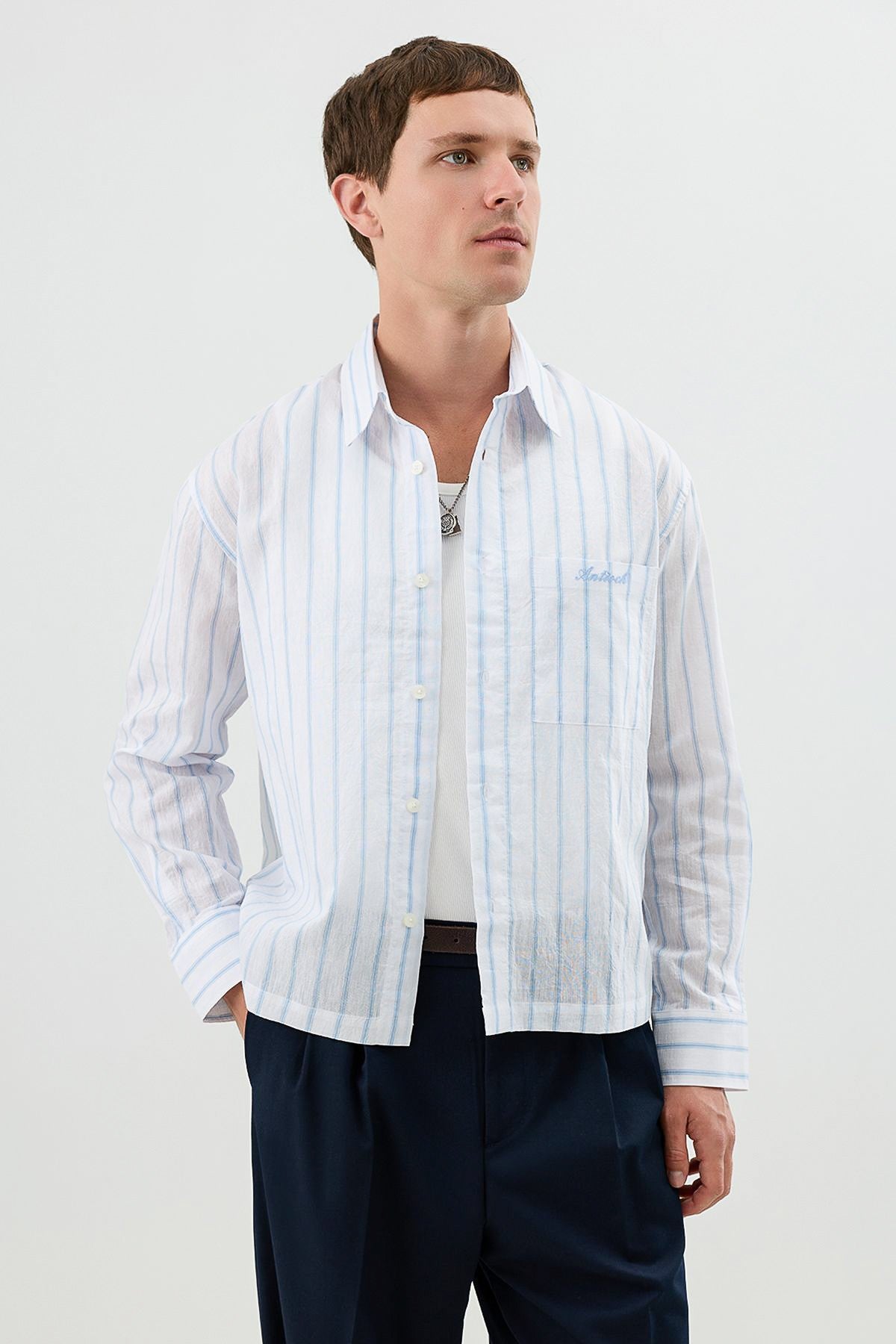 Men's Boxy-Fit Shirt with Linen Blend