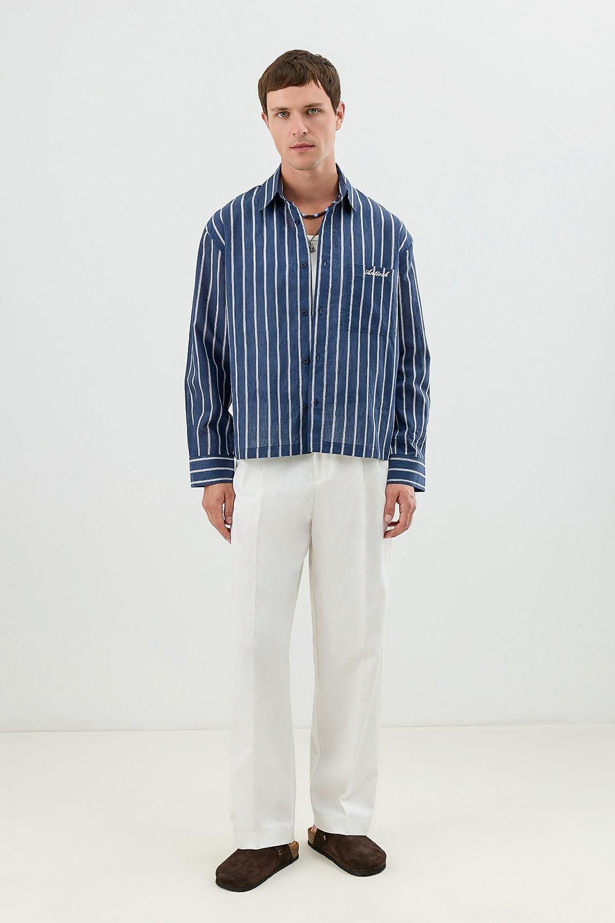 Men's Boxy-Fit Shirt with Linen Blend