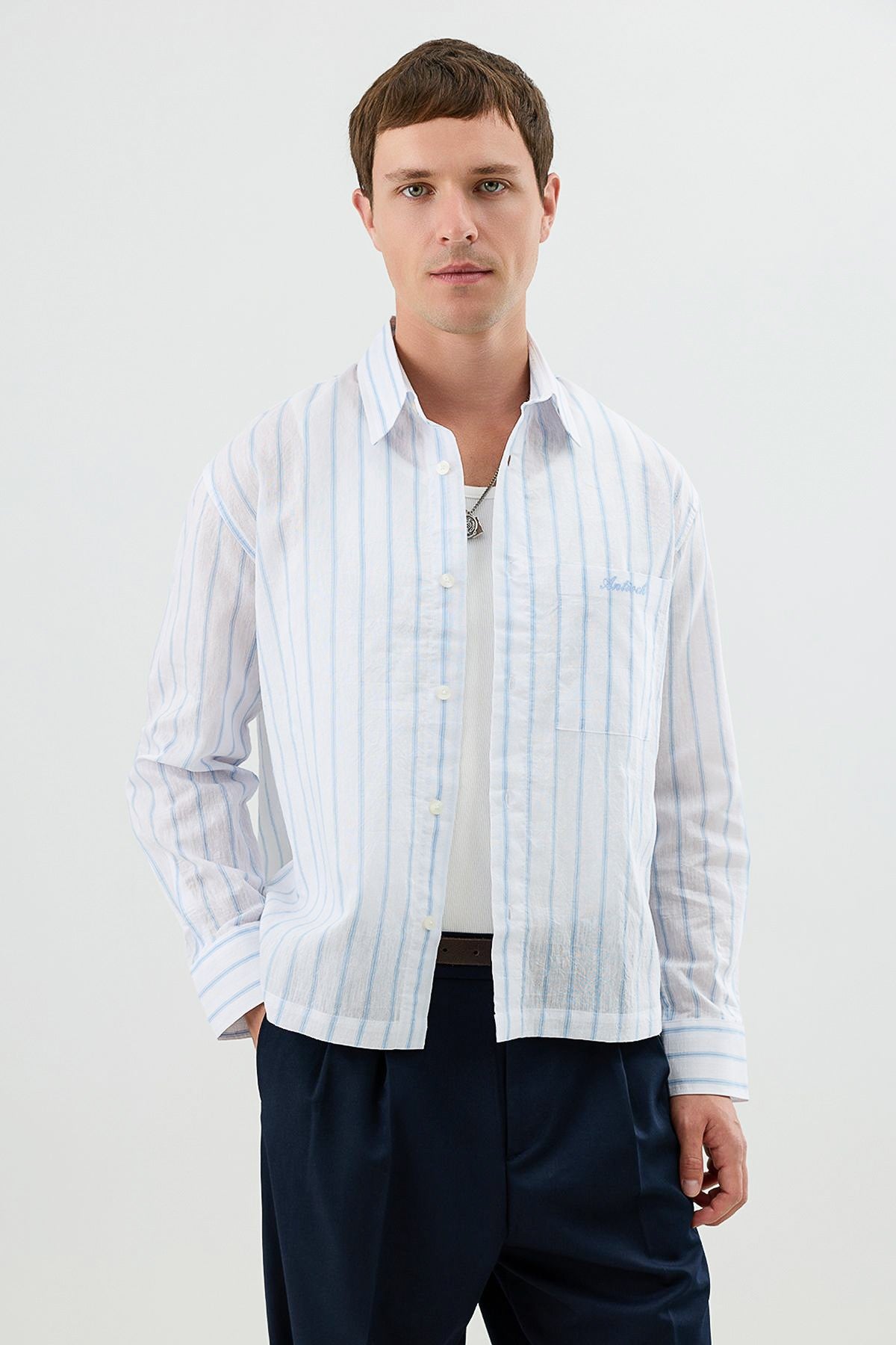 Men's Boxy-Fit Shirt with Linen Blend