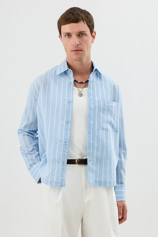 Men's Boxy-Fit Shirt with Linen Blend