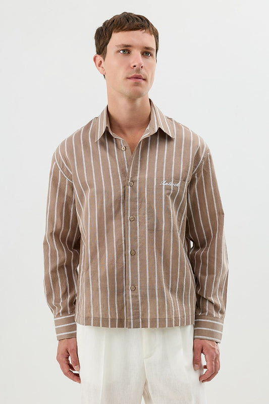 Men's Boxy-Fit Shirt with Linen Blend