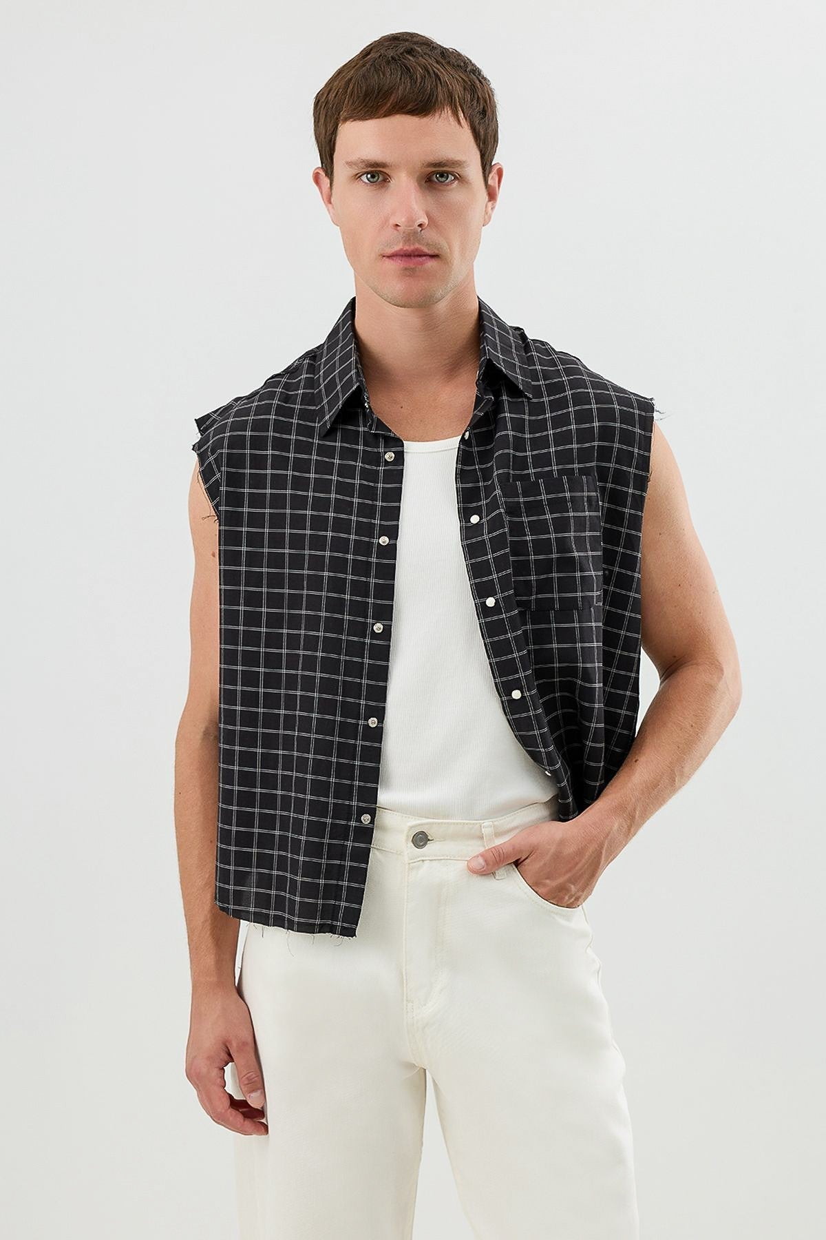 Boxy Fit Men's Sleeveless Shirt