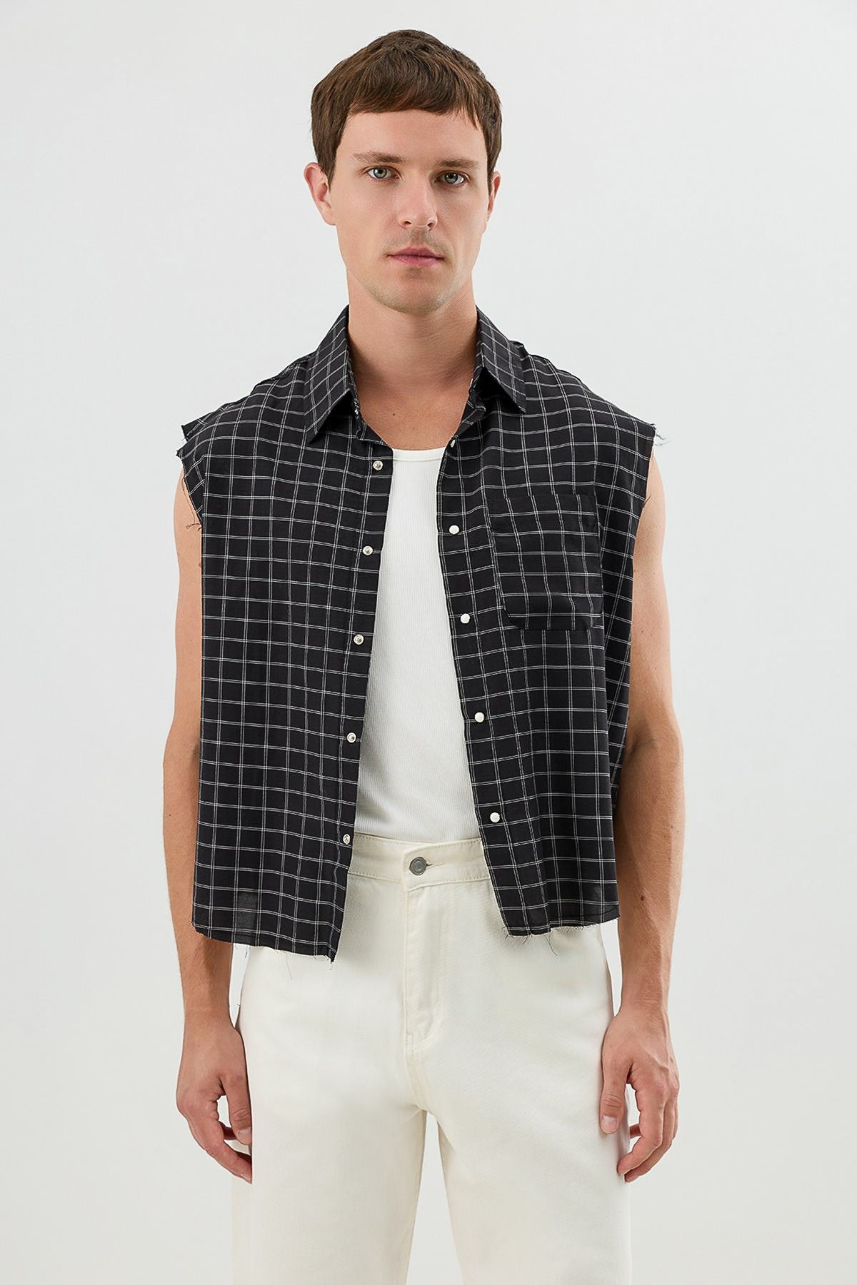 Boxy Fit Men's Sleeveless Shirt