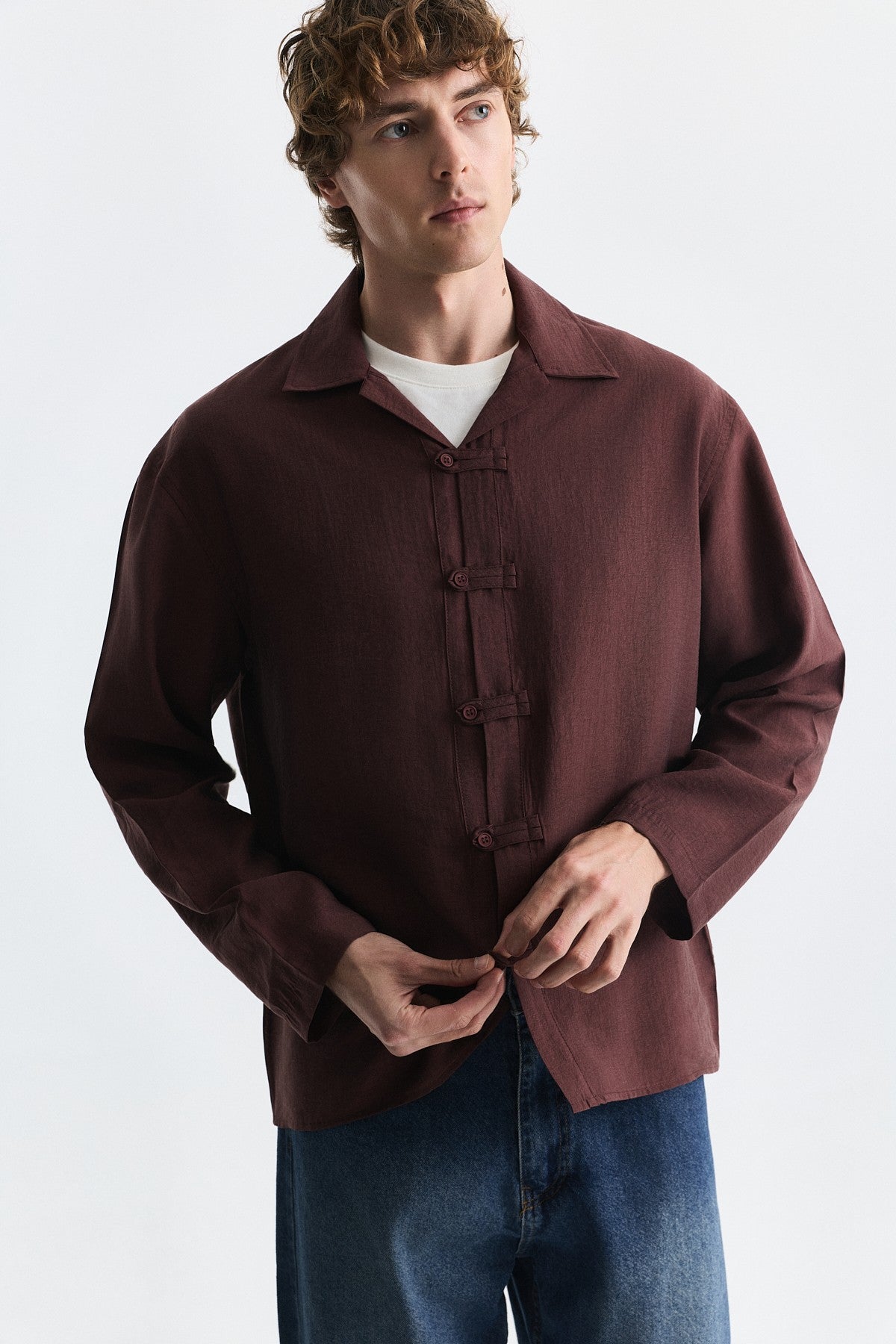 Embellished Button Relaxed Shirt