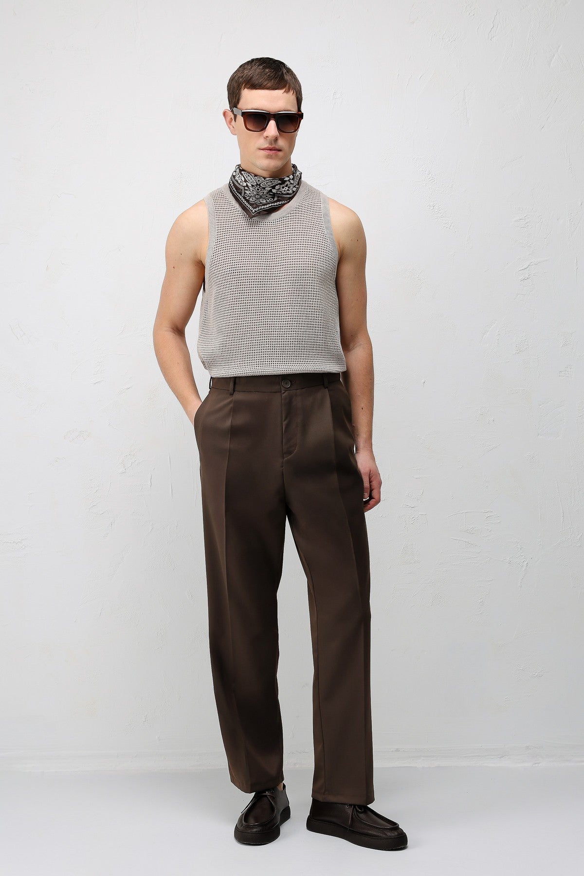 Pleated Relaxed-Fit Men's Pants
