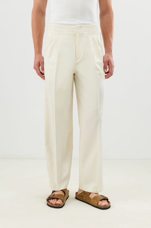 Men's Pants with Double-Pleated Cuff Detail