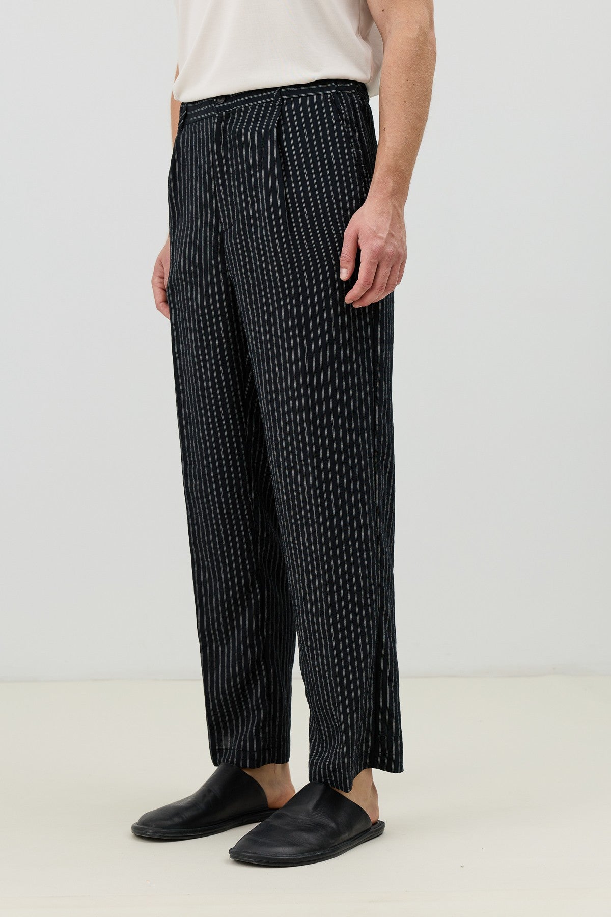 Men's Relaxed-Fit Striped Pants with Modal Blend
