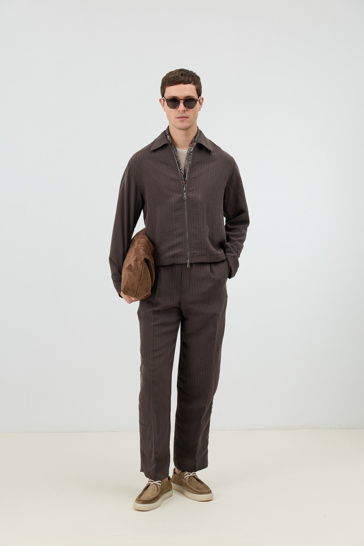 Men's Relaxed-Fit Striped Pants with Modal Blend