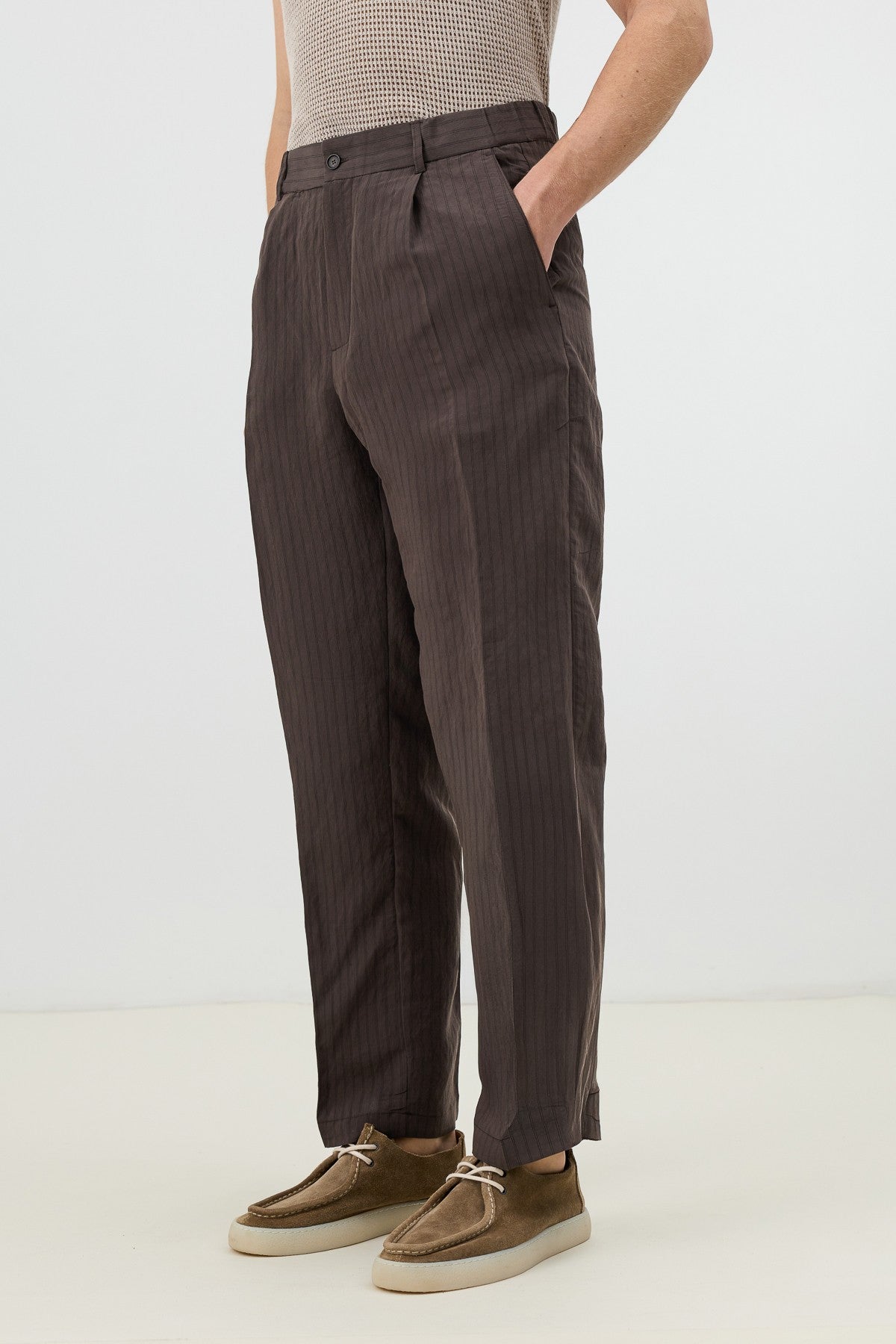 Men's Relaxed-Fit Striped Pants with Modal Blend