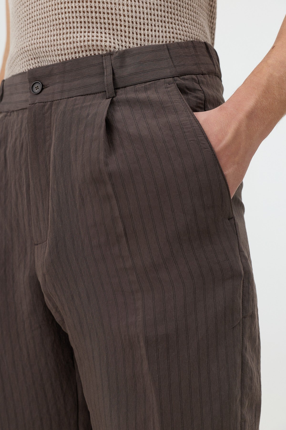 Men's Relaxed-Fit Striped Pants with Modal Blend