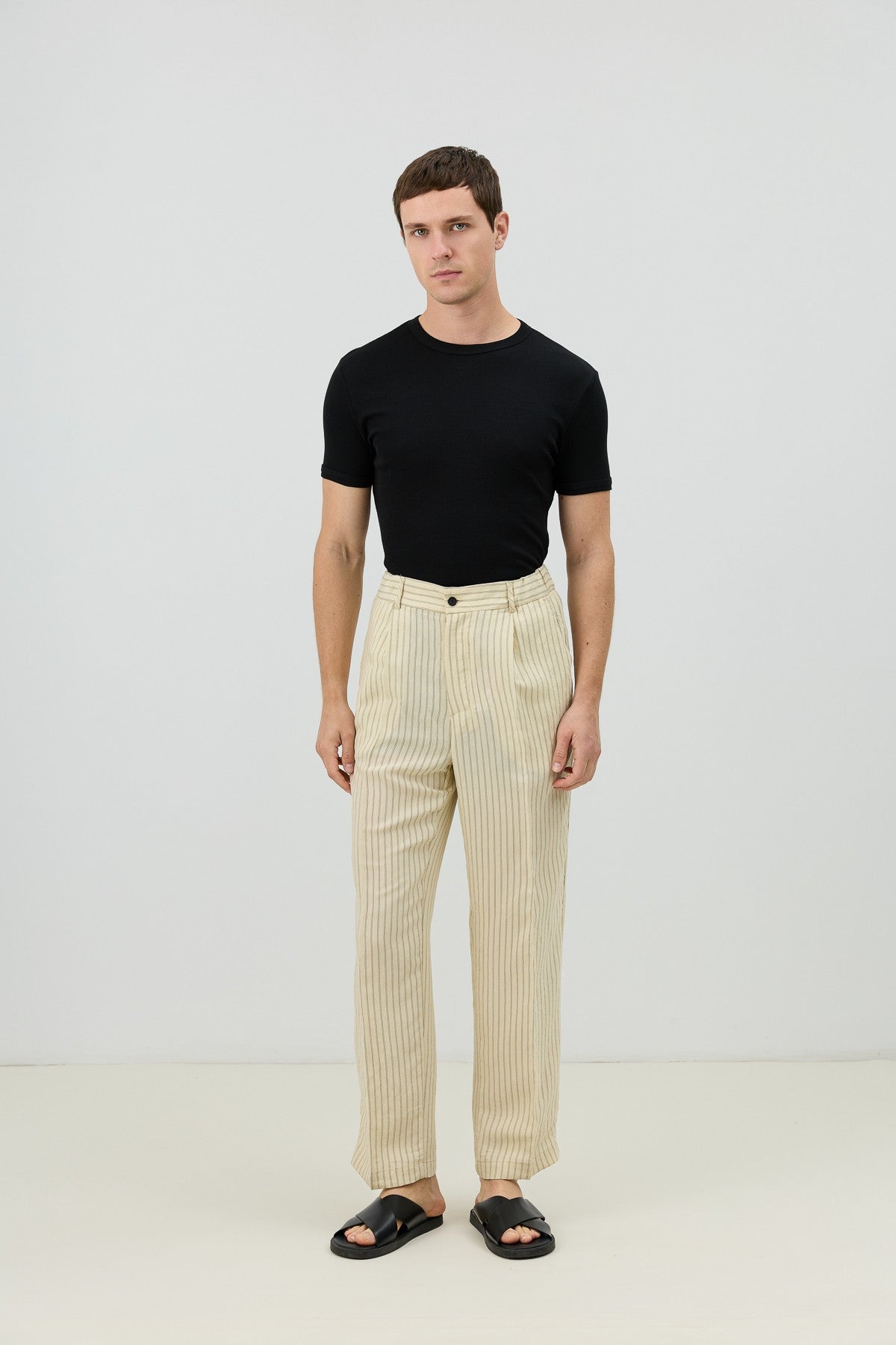 Men's Relaxed-Fit Striped Pants with Modal Blend