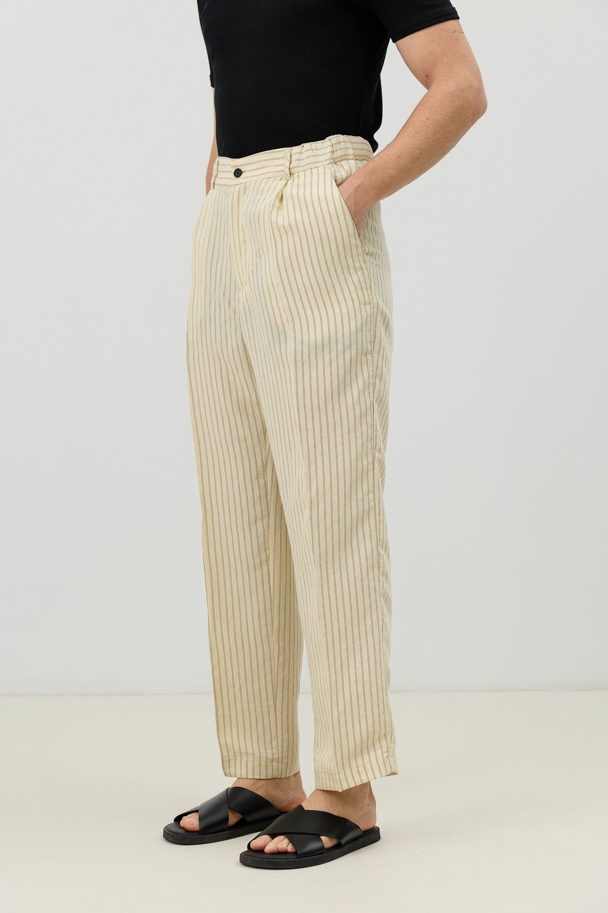 Men's Relaxed-Fit Striped Pants with Modal Blend