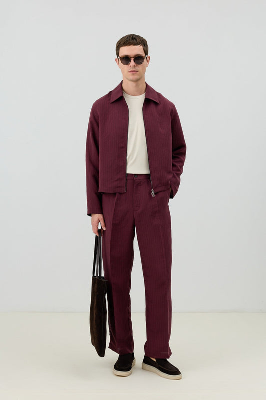 Men's Relaxed-Fit Striped Pants with Modal Blend