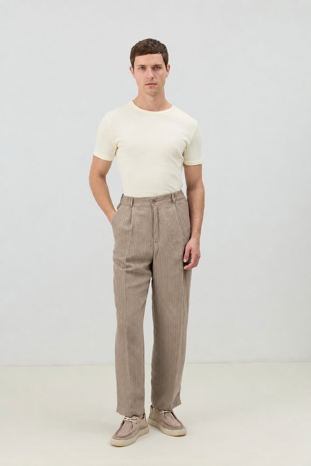 Men's Relaxed-Fit Striped Pants with Modal Blend